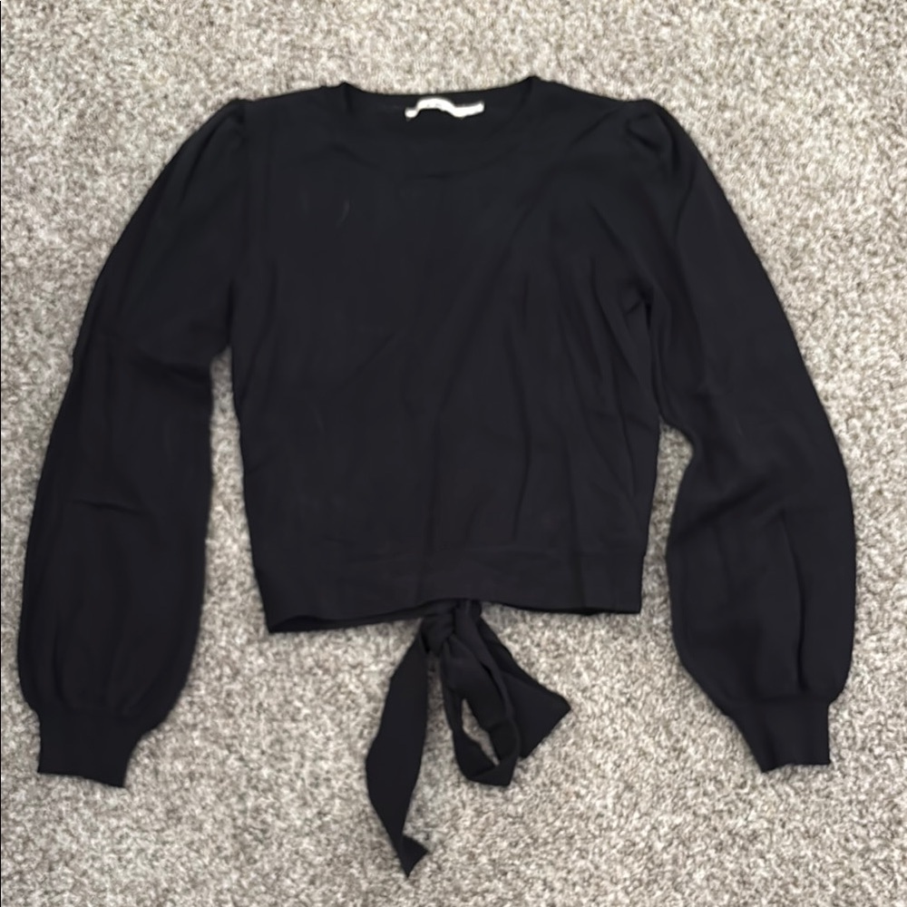 Miami Black Puff Sleeve Crop Sweater